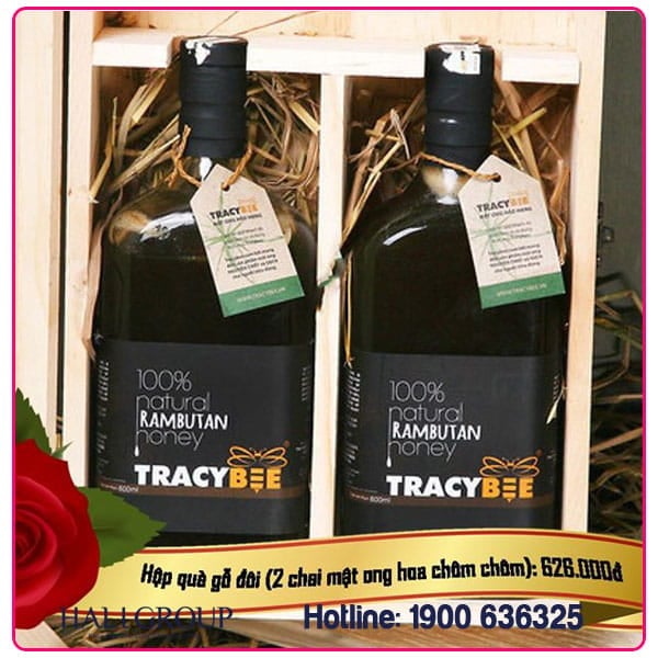 Hộp Quà Tặng 2 Chai Mật Ong Hoa Chôm Chôm Tracybee Cao Cấp