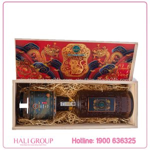Hộp Quà Tặng Tết Song Long Kim Cương Vàng